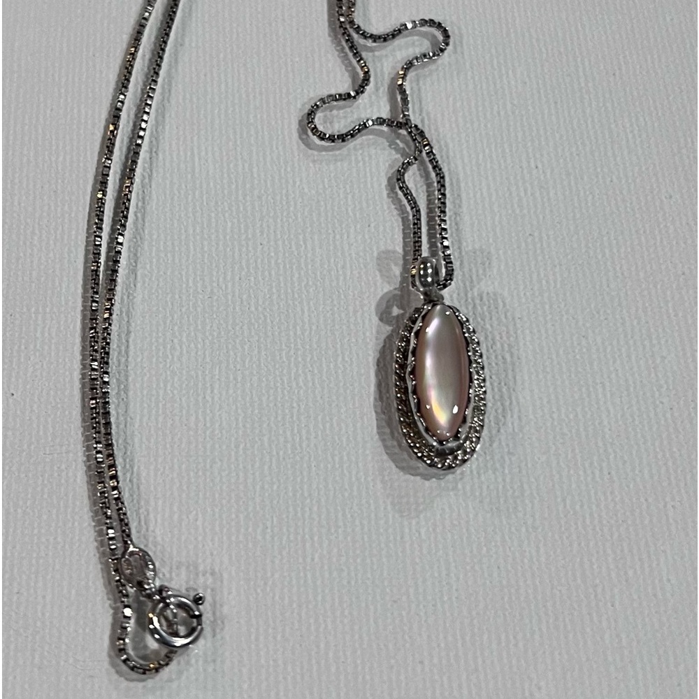 Clarence Bailon Navajo Pink Shell Sterling Silver Necklace